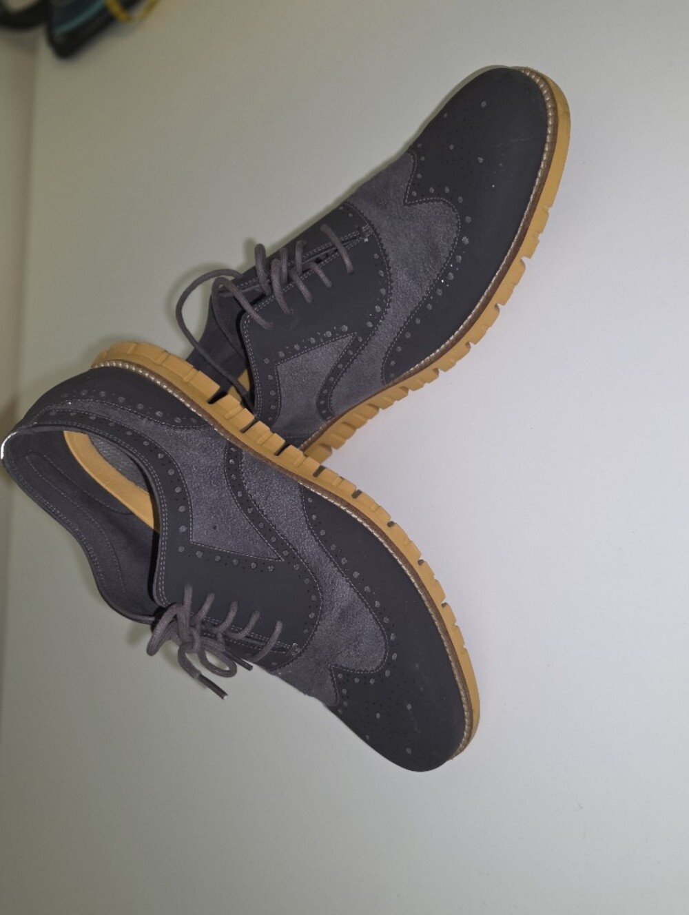 ​Cole Haan Zerogrand Wingtip Oxford Shoes Gray Suede Men's Size 12